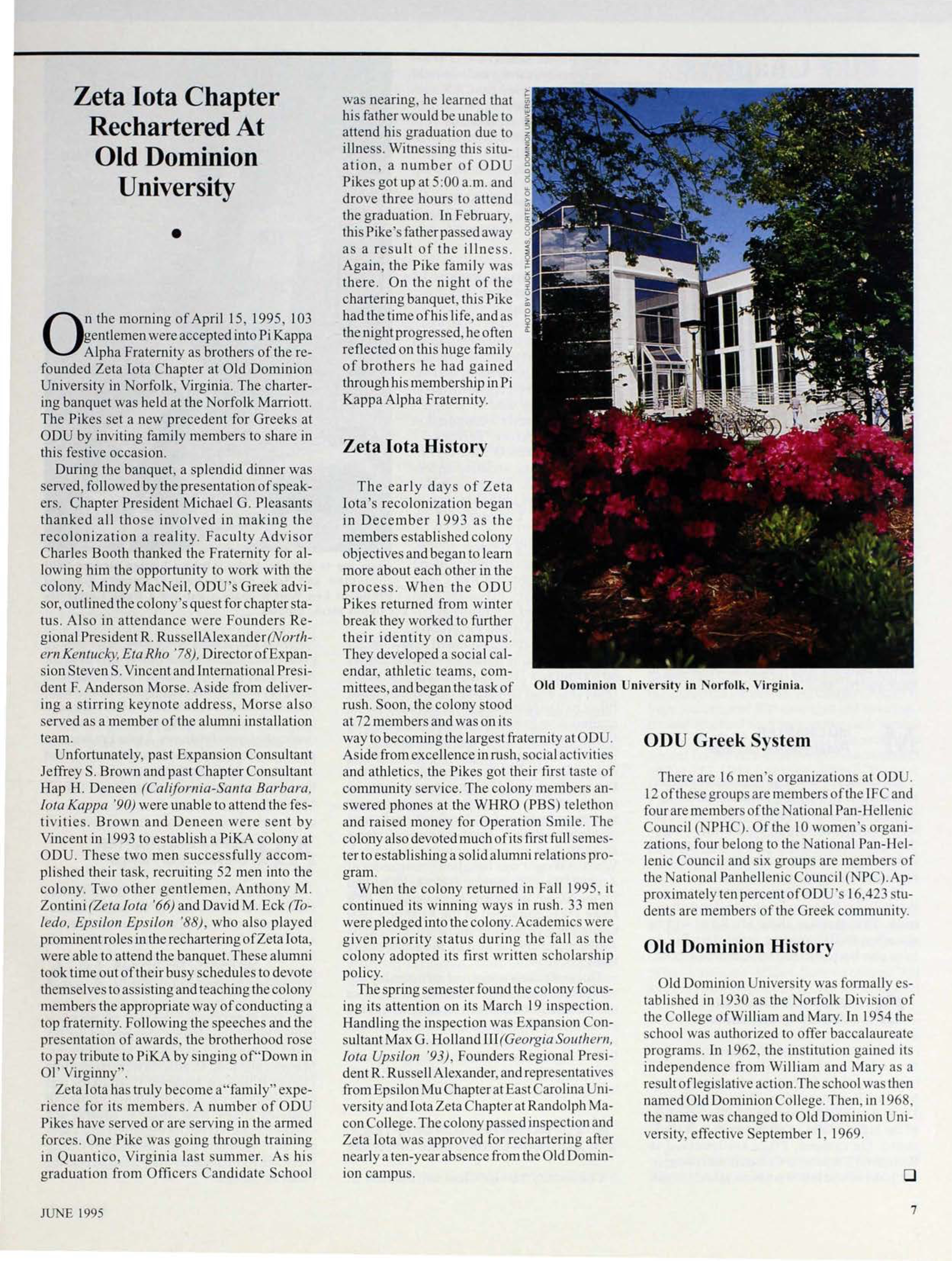 Expansion: Zeta Iota Rechartered at Old Dominion University